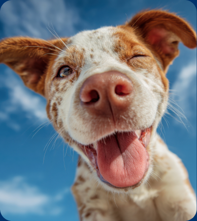 Chien au regard joyeux.